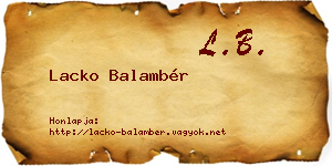 Lacko Balambér névjegykártya