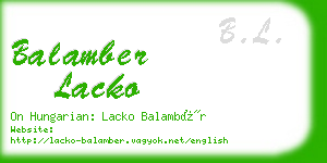 balamber lacko business card